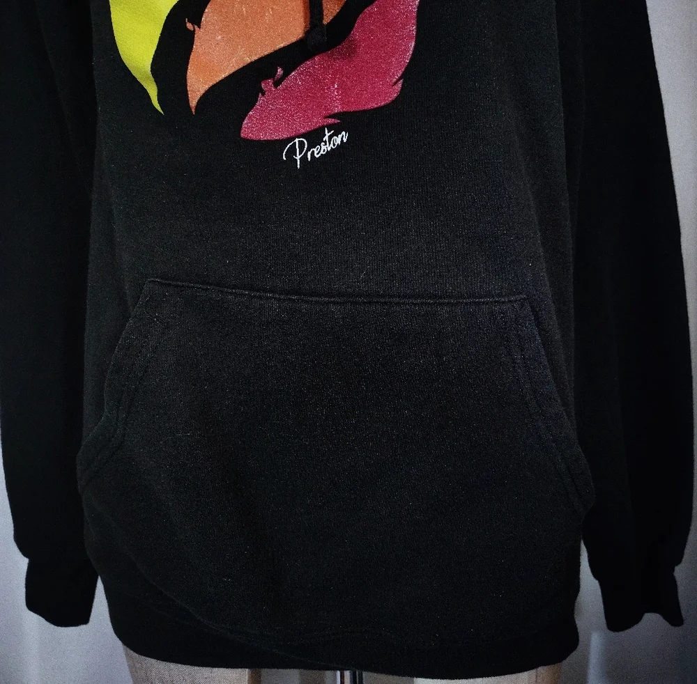 The Concert Fleece Hoodie, By Preston, Women Black, Pockets, Flames, XS - Picture 9 of 11